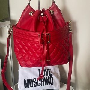 Love Moschino Faux Leather Large Red Bucket Bag Gently used Duster Bag included
